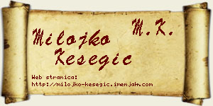 Milojko Kesegić vizit kartica